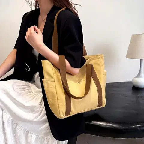 Lejonkungen tygväska i canvas, handväska för arbete, pendlarväska, universitetsstil, studentkläder, bok, axelväska, shoppingväska 8 best sales lejonväska - №3