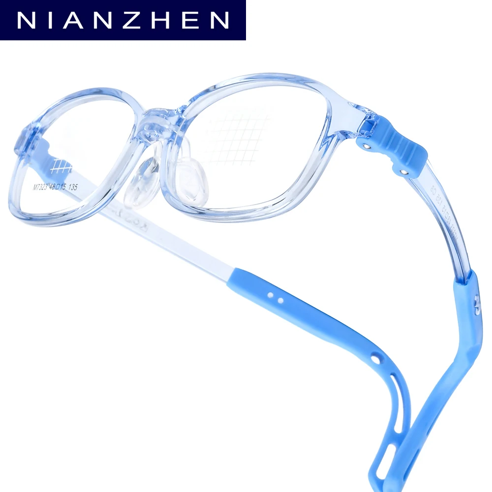 NIANZHEN TR90 Child Eyeglasses Brand Design Square Glass Frames Ultralight Memory Hinge Adjustable Kids Eyewear Spectacles 7323
