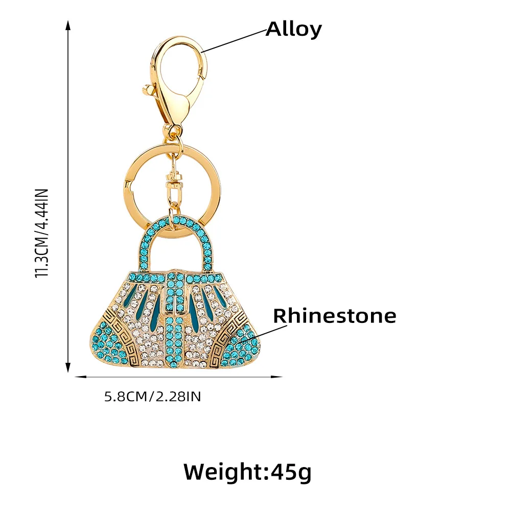 Sparkling Rhinestone Mini Handbag Enamel Keychain for Women and Girls - Perfect for Purse Bag Backpack or Car Pendant Charm Gift