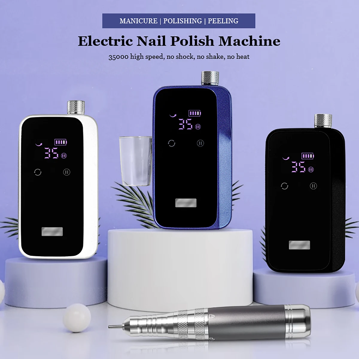 Portable Electric Nail Drill Rig Display Nail Grinder, Low Noise Professional Nail Polish Grinder Nail Accessories Set