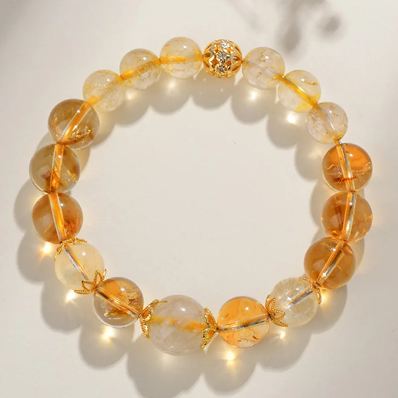 Natural Crystal Yellow Hair Crystal Yellow Tower Crystal Bracelet