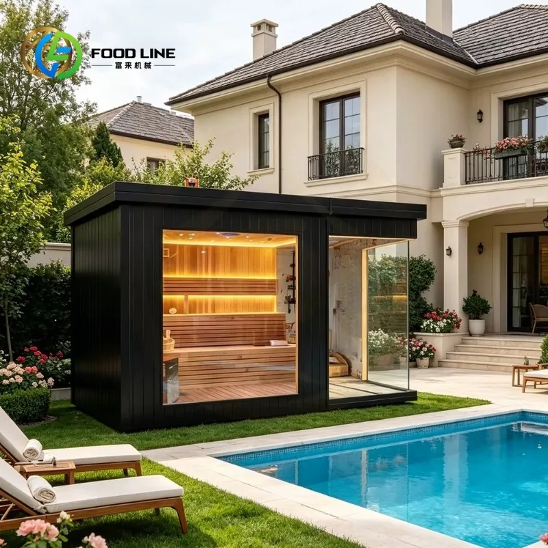Custom made  SAUNA Traditional Stylish Cube Wooden  Person Dry Insulated Wood Fire Outdoor Sauna Room