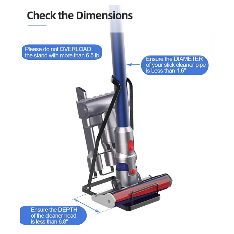 A16Z Vacuum Stand Stick Vacuum Cleaner, No Drilling, Vacuum Holer for Cordless Vacuum and Attachments