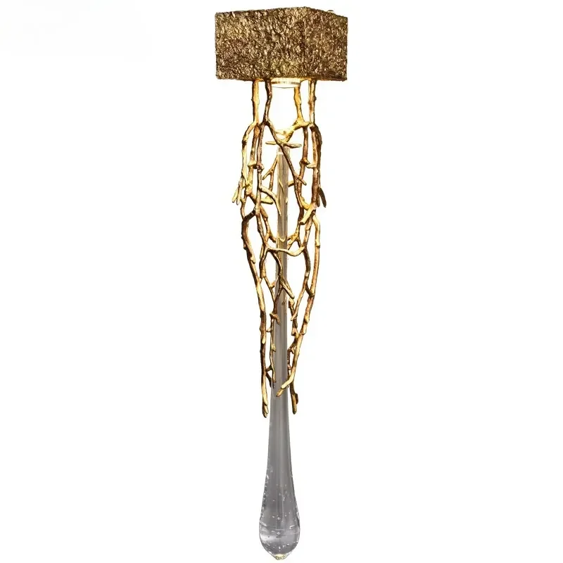 Modern Brass Wall Lamp with Switch Control LED Crystal for Home Living Room Bedroom Bedside Aisle Decorative Hotel