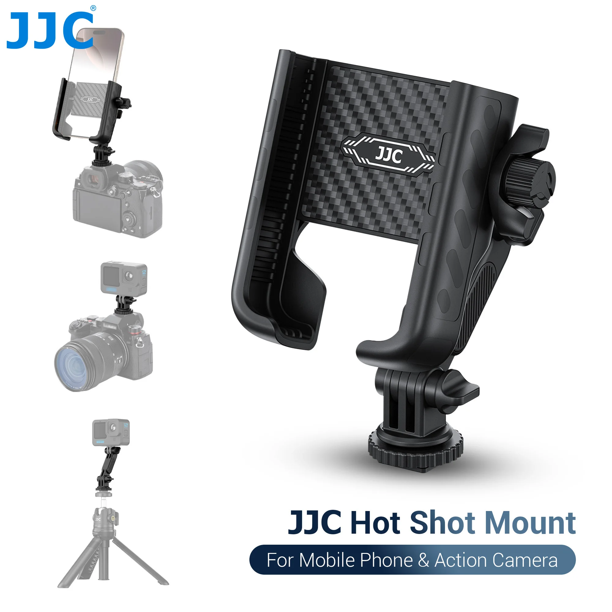 

JJC Phone Tripod Mount Universal Tripod Phone Mount For iPhone 16 15 Pro Max Galaxy S25 S24 DJI Action Insta360 Ace GoPro HERO