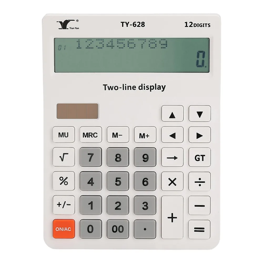 Small ABS Desktop Calculator Big Button Solar Power Mechanical Calculator 12 Digit Battery Operated Basic Calculator School