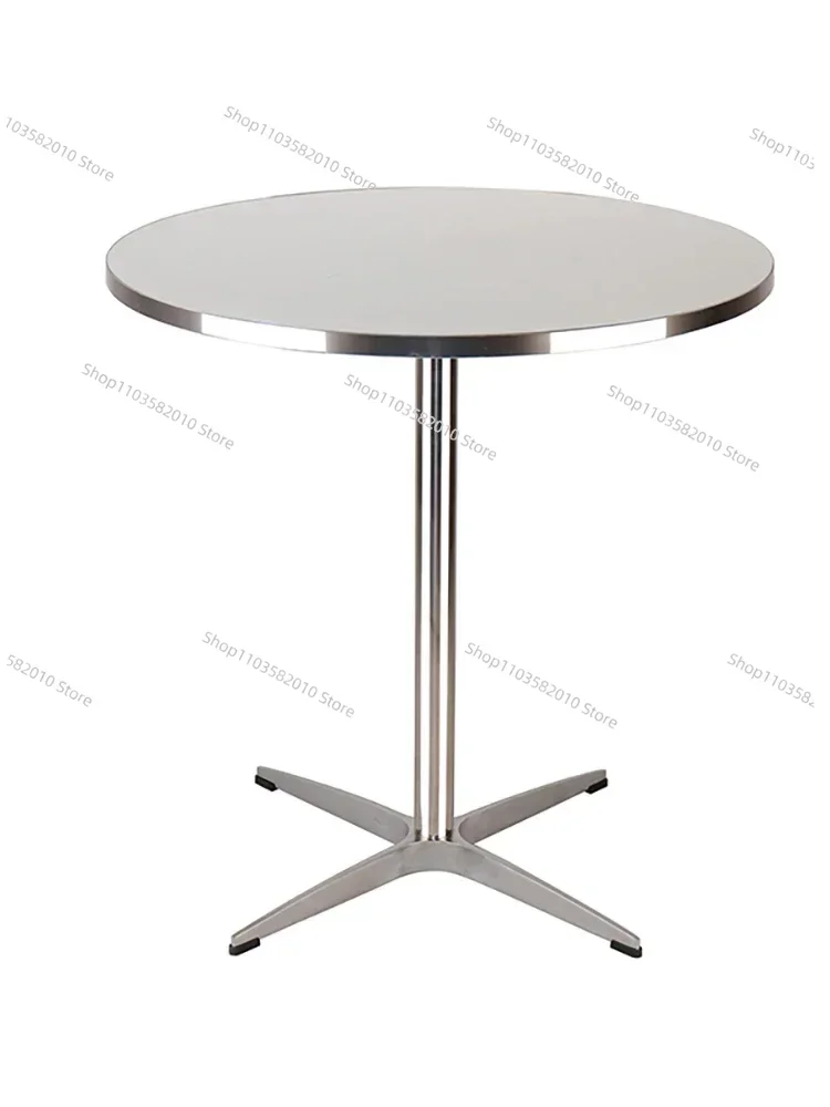 High Quality Modern Simple Round Table, Silver Edge Balcony Small Apartment Desk Coffee Shop Dining Table