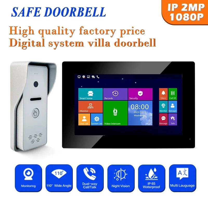 

7 Inch Household Intercom Door Entry System For Apartments Wired Intercom Doorbell Ip Video Door Phone System Installation