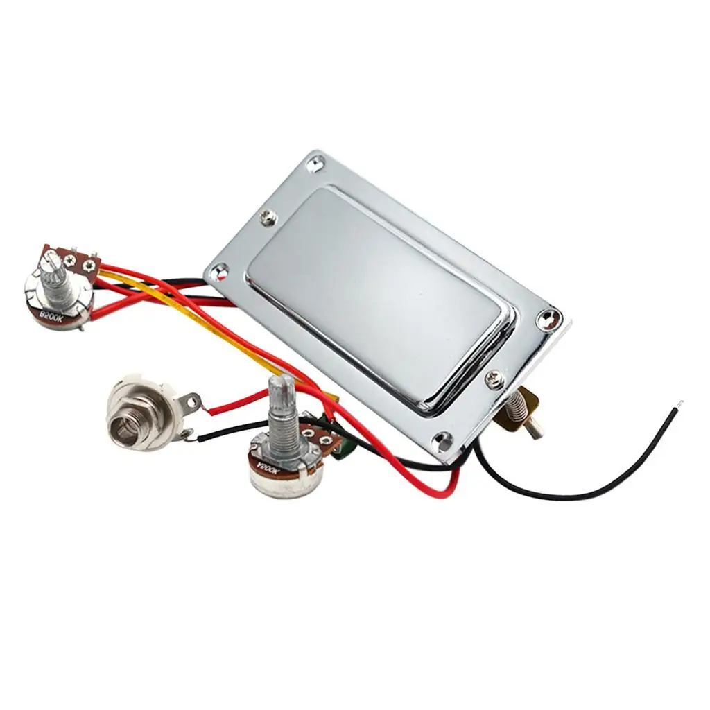 Double Coil Electric Guitar Pickup Prewired Metal Kit with Volume Tone Potentiometers for DIY Guitar Repair and Setup view 2