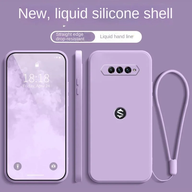 Straight Edge Liquid Silicone Case For Xiaomi Black Shark 4 BlackShark 4 4s 5 Pro  Soft Phone Cover Coque Fundas