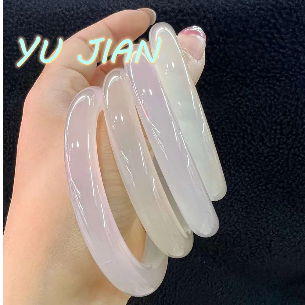 

High-end Products Natural High Ice White Jade Bracelets Exquisite Elegant Fashionable Chalcedony Bangle Perfect Handring Jewelry