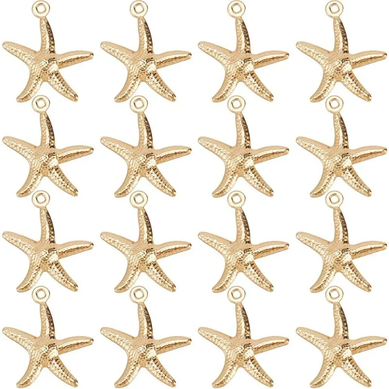 

1 Box 100Pcs Real 24K Gold Plated Starfish Charm Bulk Sea Life Charms Stainless Steel Metal Cute Marine Animal Beach Charm