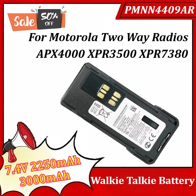 

PMNN4409AR 7.4V 2250mAh/3000mAh Walkie Talkie Battery for Motorola Two Way Radios APX4000 XPR3500 XPR7380 XIR P8660i