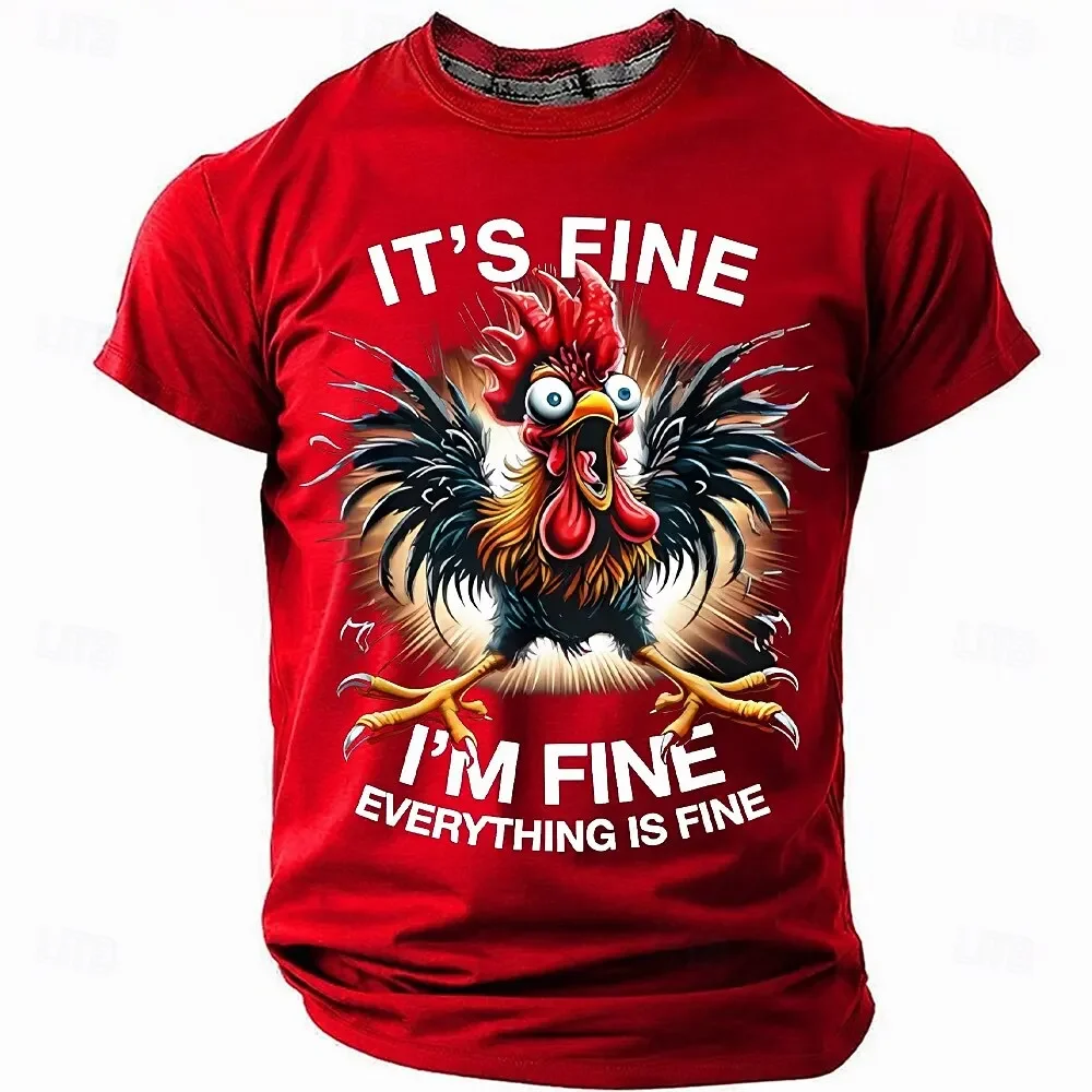 Funny Rooster Graphic T Shirt for Men Summer Casual Crew Neck Short Sleeve Humor T-Shirt Trendy 3D Animal Print Tee Tops