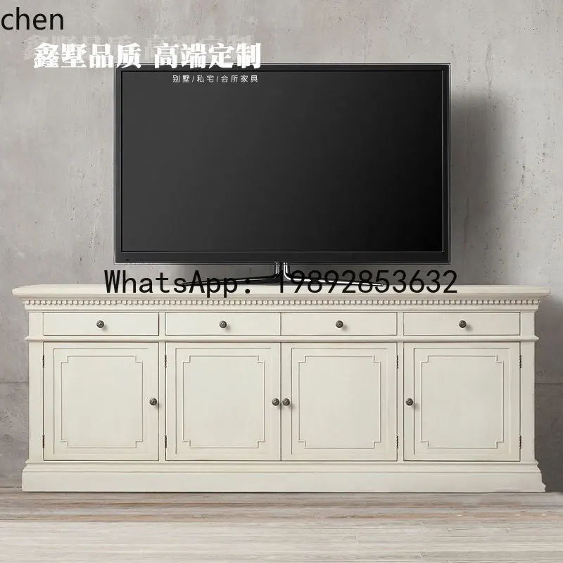 

TV cabinet living room retro floor cabinet simple high storage drawer furniture