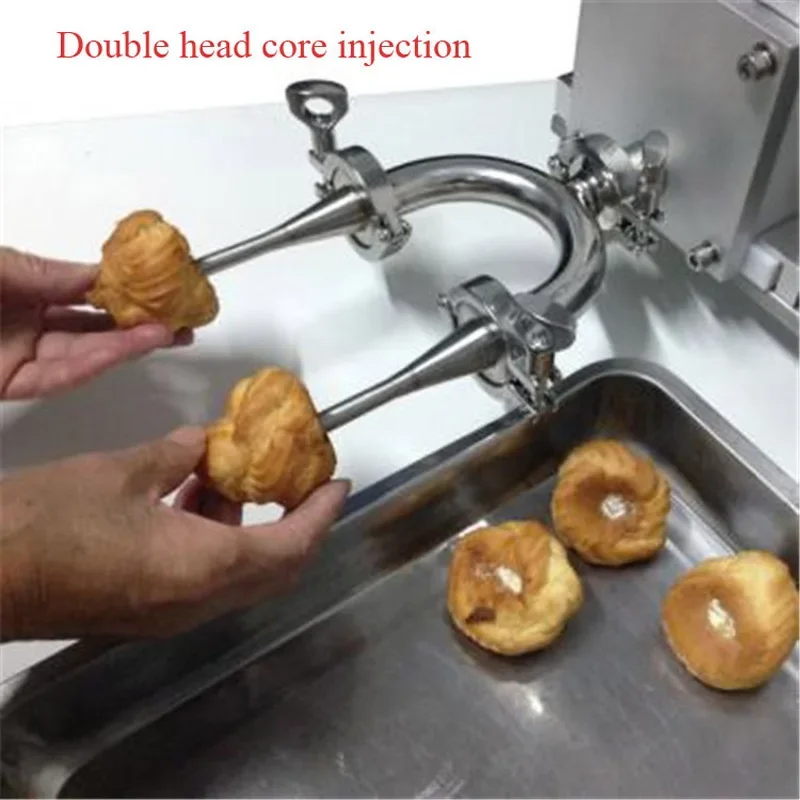 

Automatic Cream Jam Injecting Filling Machine for cake bread puff chocolate stuffing with replaceable molds for bakery productio