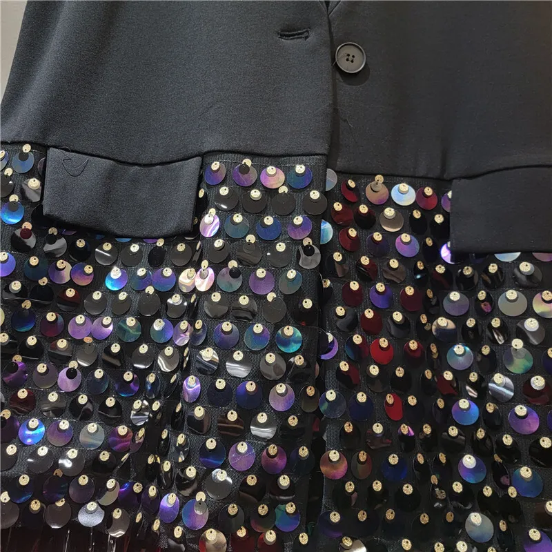 WTHT-Chaleco con cuello en V para mujer, chaleco sin mangas con un solo botón, diseño de lentejuelas empalmado, moda de verano 2025, 1LS1668