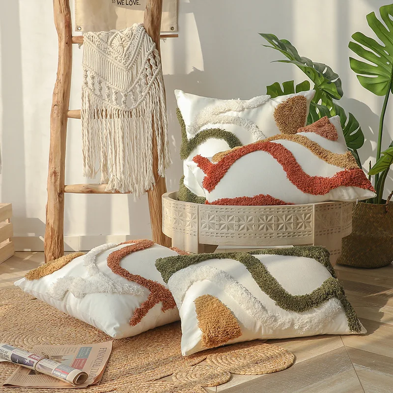 45x45CM Plush Throw Pillow Cover Nordic Style Homestays Stamping Waist Cushion Cover Home Decorative Pillowcase Without Core