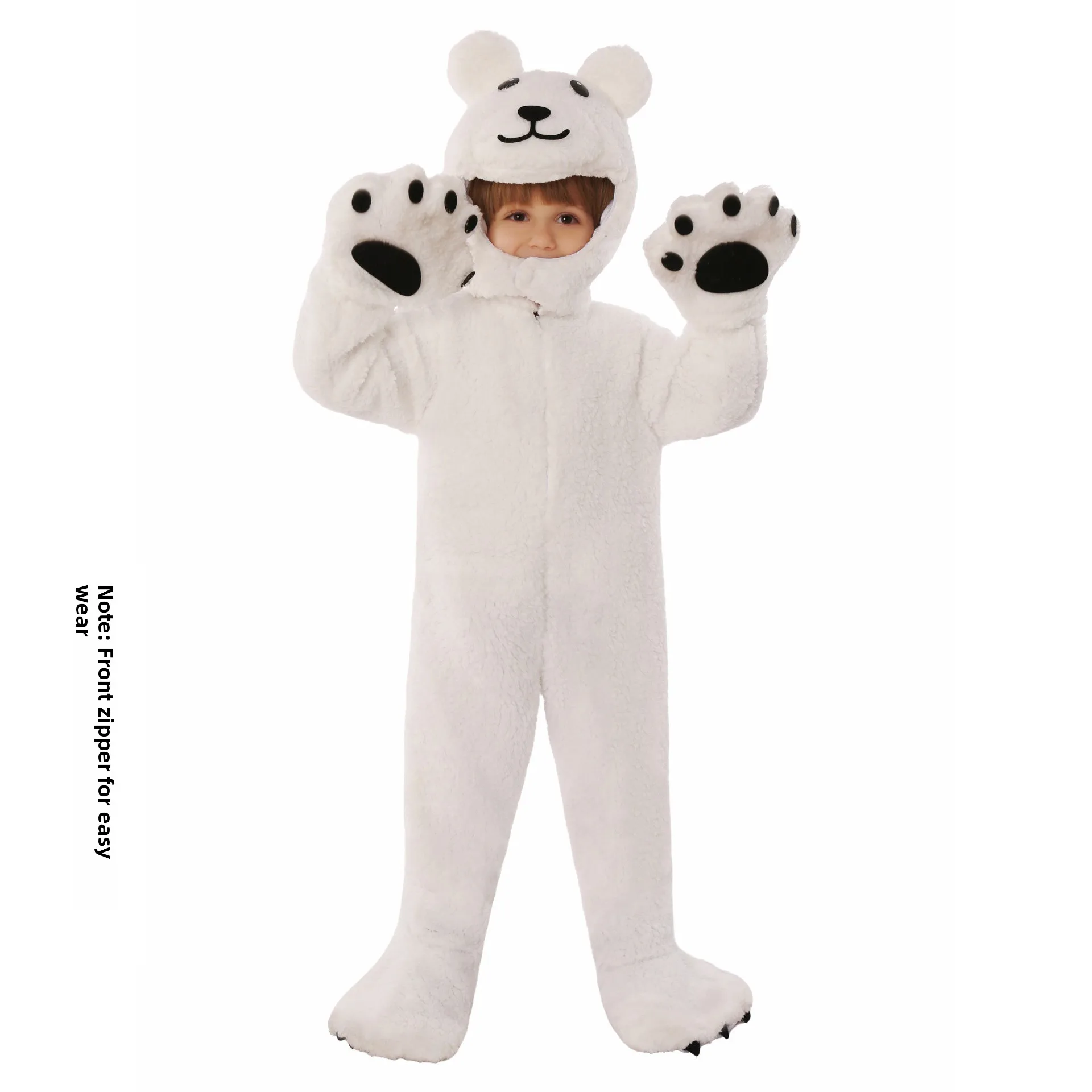 Halloween New Children's Animal Cosplay White Bear Role-playing Costume Kindergarten Stage Performance Clothing Polyester Fiber