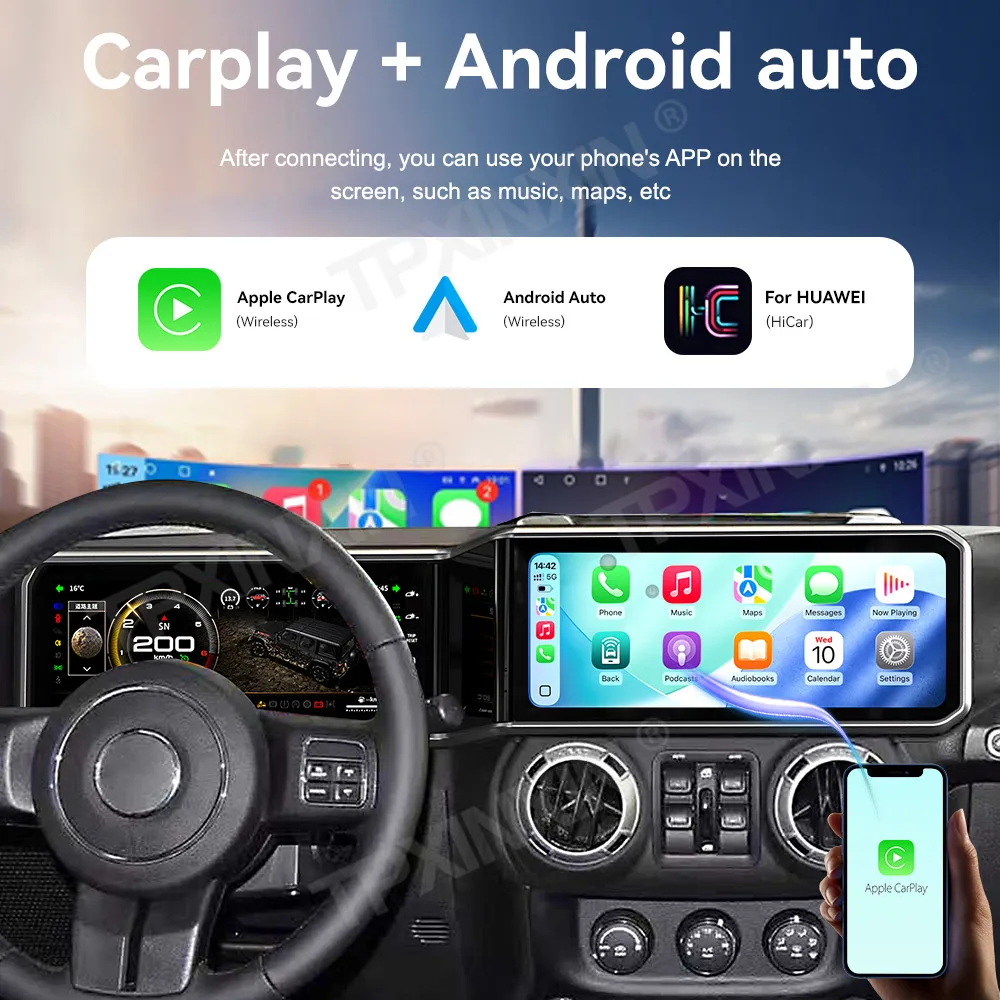 

Android Car Radio + Digital Cluster For Jeep Wrangler JK 2010-2017 Auto Stereo Multimedia Player DSP 24.6 Inch Dual Screen Navi