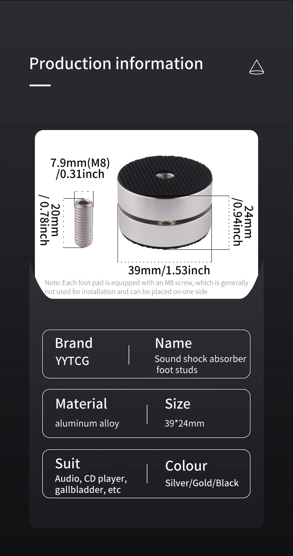 4PCS High-end-HiFi Aluminium Legierung HIFI Audio Lautsprecher Verstärker DAC CD Anti-shock Absorber Fuß Pads vibration Absorption Steht – Detail 8