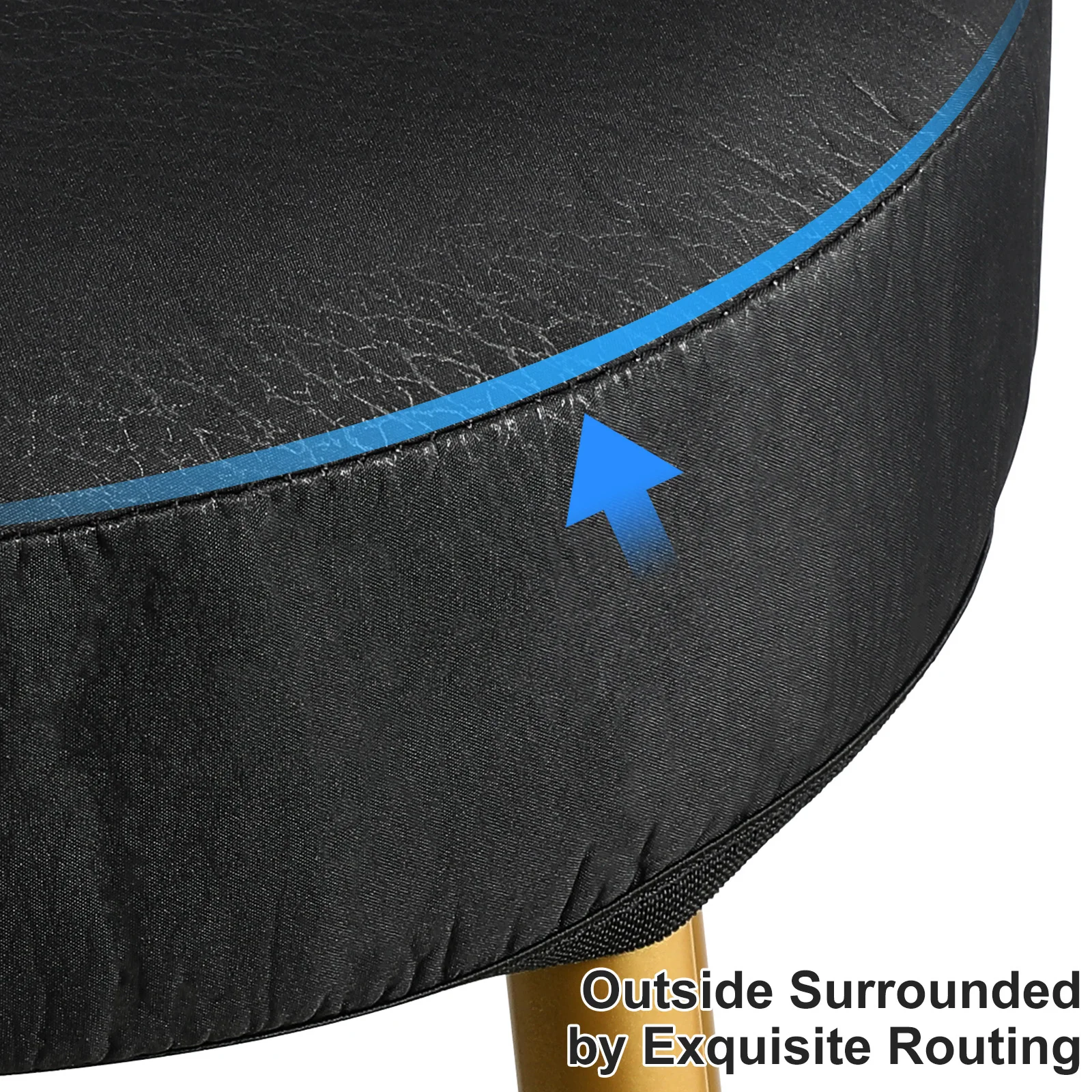 Thick Elastic Barstool Seat Cushion Cover Practical Stool Cover Round Chair Protector for Home Shop - Black (Diameter 35cm )