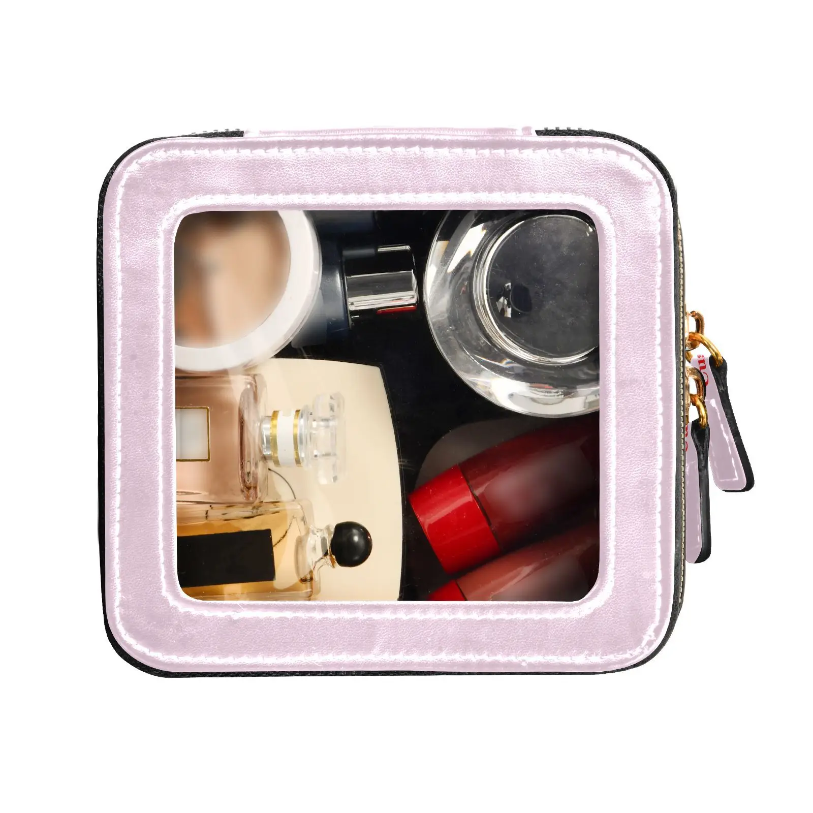 100 pcs Travel Makeup Bags Women Customized image Waterproof small PU Cosmetic Bag Toiletries Organizer  Separation Storage Bag