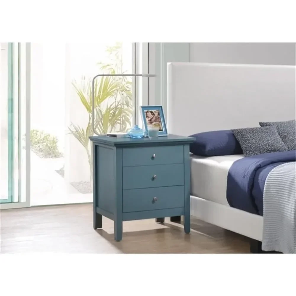 Hammond 3 Drawer Nightstand in Teal Blue