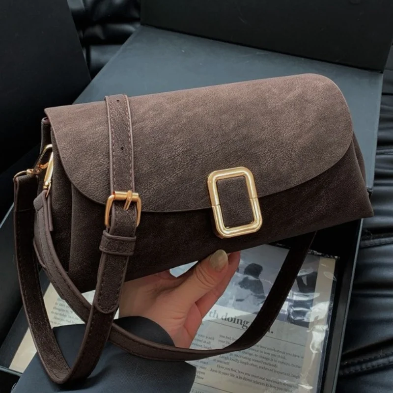 

Retro Soft Matte Leather Rectangle Handbag, Adjustable Thin Cross Strap Simple Solid Color Daily Shoulder Bag