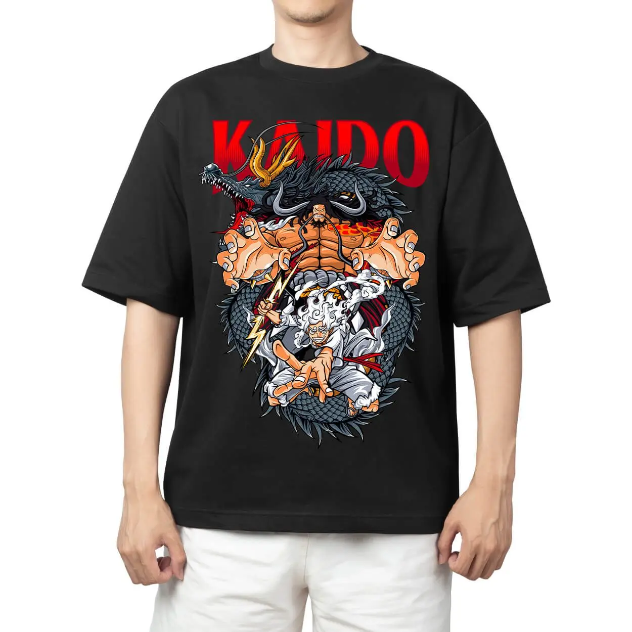 One Piece 2026 Summer Men's 100% Cotton T-shirt - Street Style Anime Pattern - Loose Short Sleeve Casual Daily Wear