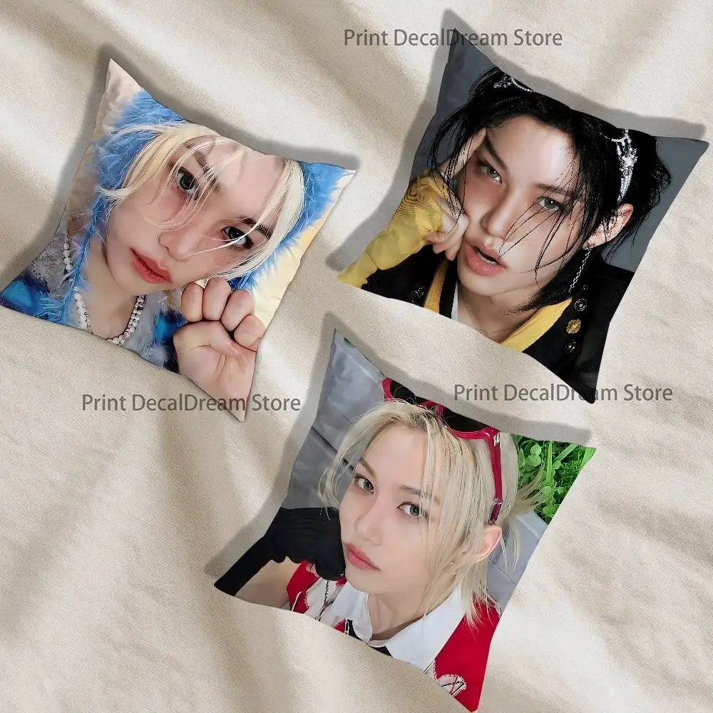 

SKZ F-Felix Printed Pillow Cover Cushion Case Simple Sofa Pillow Case No Pillow Core