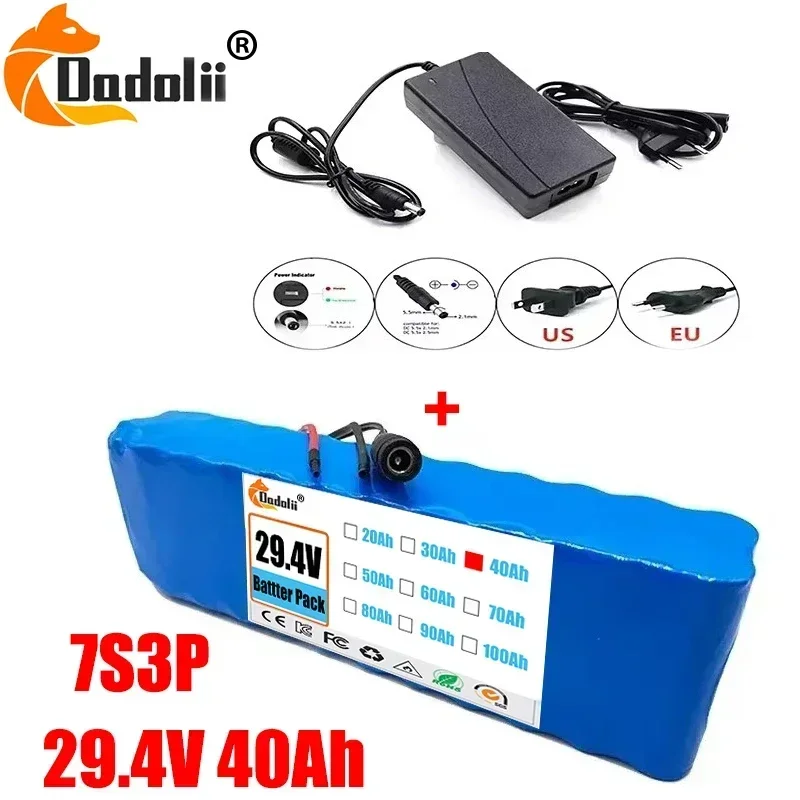 

New 7s3p 40000MAH lithium-ion battery pack 29.4V 18650 rechargeable battery+charger