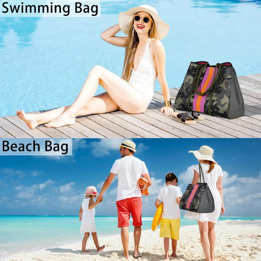 Neoprene Bag Large Multipurpose Beach Bag Neoprene Tote Bag with Inner Pocket for Women Pool
