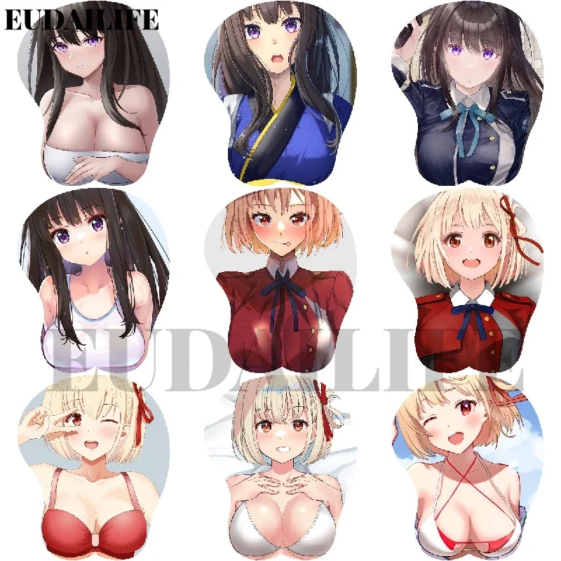 

Lycoris Recoil Takina Chisato 3D Mousepad Anime Hand Wrist Rest Mouse Pad Mousepad Silicone Oppai Soft Mouse Mat Office Work