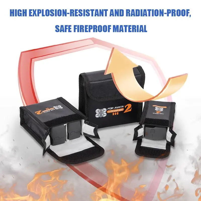 VOLODYMYR Battery Explosion-proof Bag for DJI Avata 2 High Temperature Resistant Radiation Safety Bag for DJI Avata 2 Accessory
