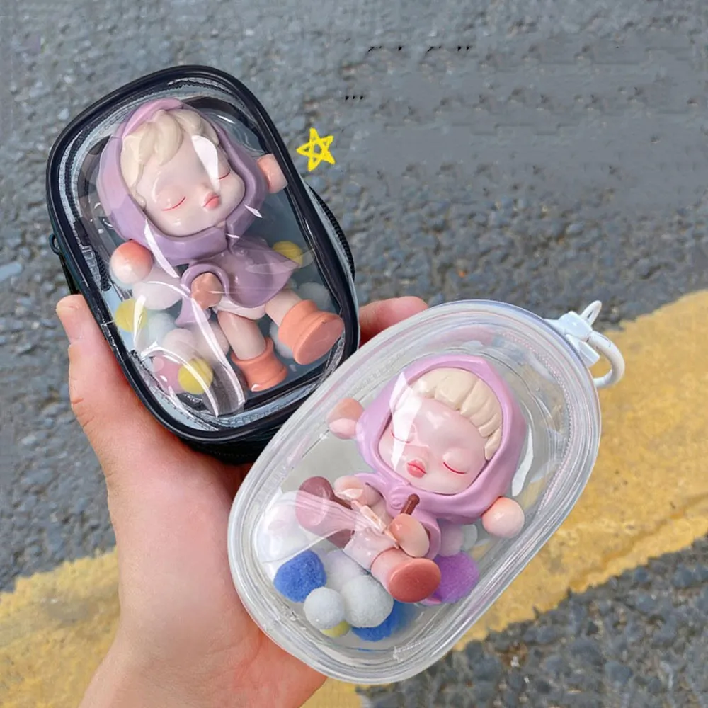 

Transparent Mystery Box PVC Clear Wallet Coin Purse Anime Plush Doll Toy Storage Display Bag With Keychain Shoulder Bag Pendant