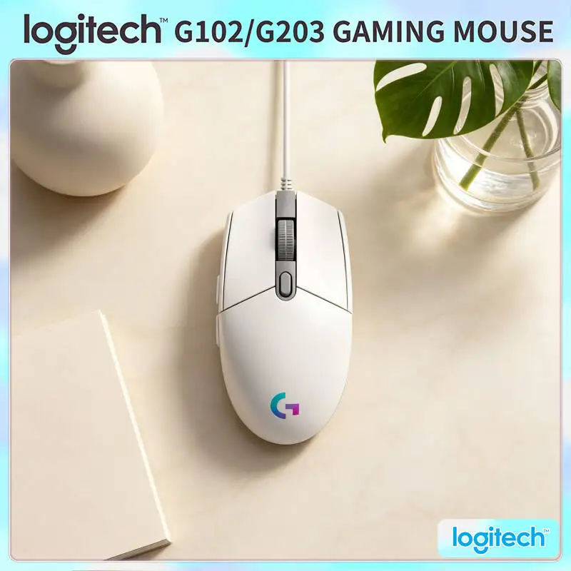 Ratón para Juegos Logitech G203 LIGHTSYNC, Sensor de 8000 DPI, Retroiluminación RGB, 6 Botones, 85g, para PC, Mac y Laptops, Duradero