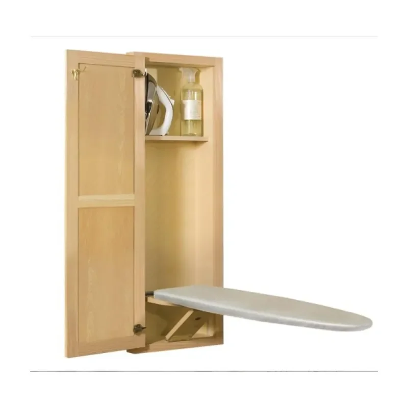 Wall Mounted Foldable Ironing Board with Mirror Storage Cabinet Rotating Multifunctional Wardrobe for Home Space Saving