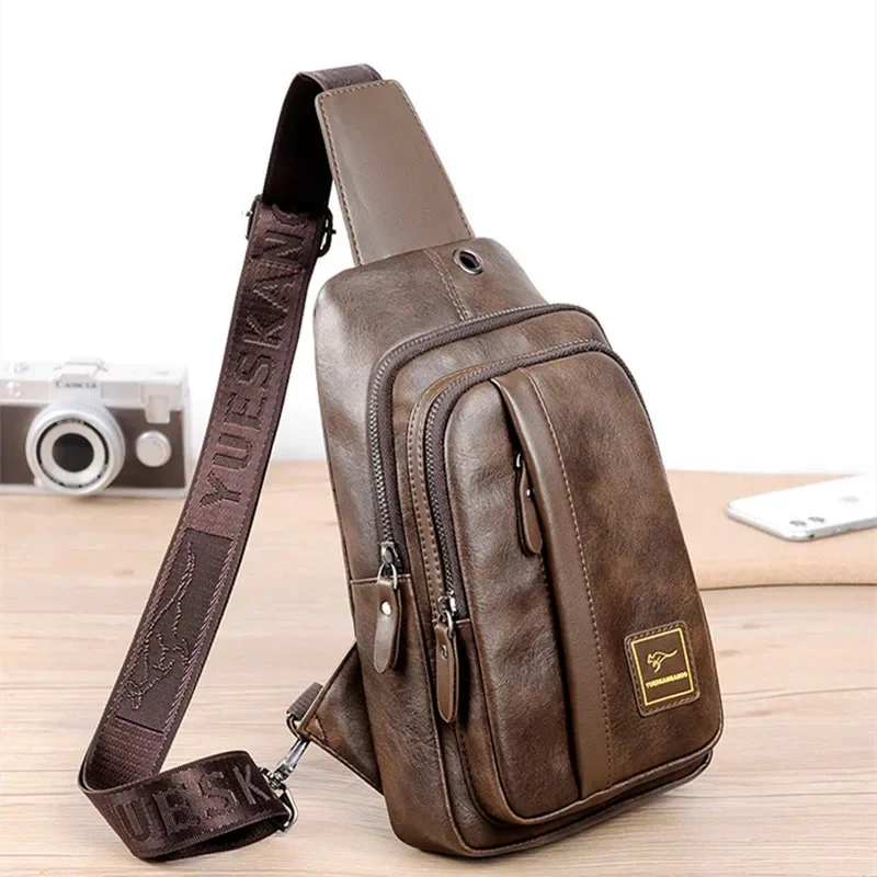 Bandolera Vintage de cuero genuino para hombre, bolso de hombro de gran capacidad para viaje, senderismo y negocios