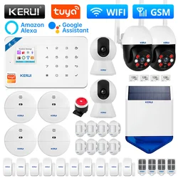 KERUI W181 WIFI GSM Alarm System Tuya Smart APP Works With Alexa Home Motion Detector Door Window Sensor Siren IP Camera