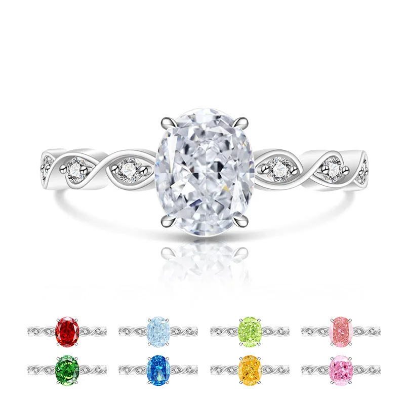 Anillo clásico elegante para mujer, de Plata de Ley 925 con forma de flor de hielo, huevo de Paloma, diamante de alto carbono, diseño geométrico