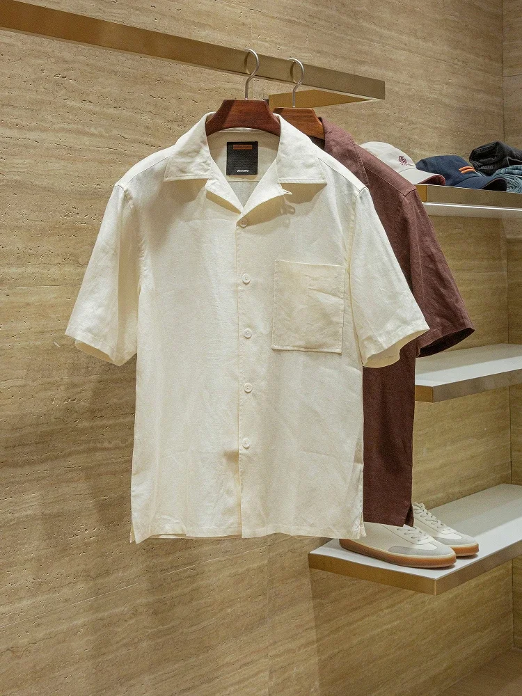 

ZZ 100% linen comfortable and breathable summer casual bowling short-sleeved shirt