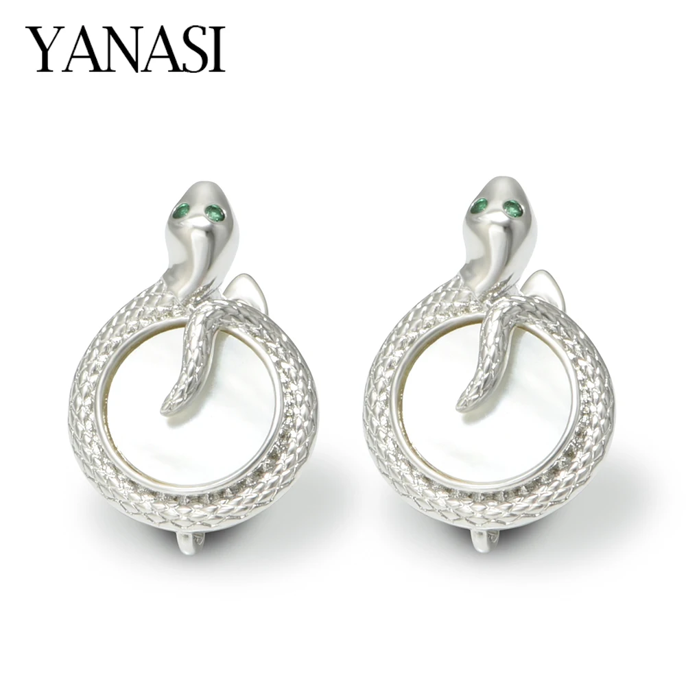 

1 Pair18K Gold Plated Natural Shell Snake Brass Earrings Hooks Clasps Accessories ,For DIY Woman Jewelry Making Suppplies