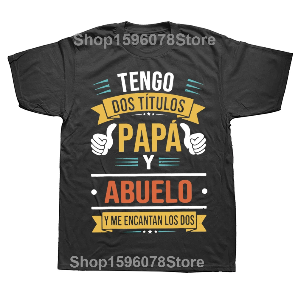 Ich habe zwei Titel Papa und Opa T-Shirt Retro lustige spanische Vater Geschenk Papa Camiseta Sommer lässige Baumwoll-T-Shirts – Detail 2