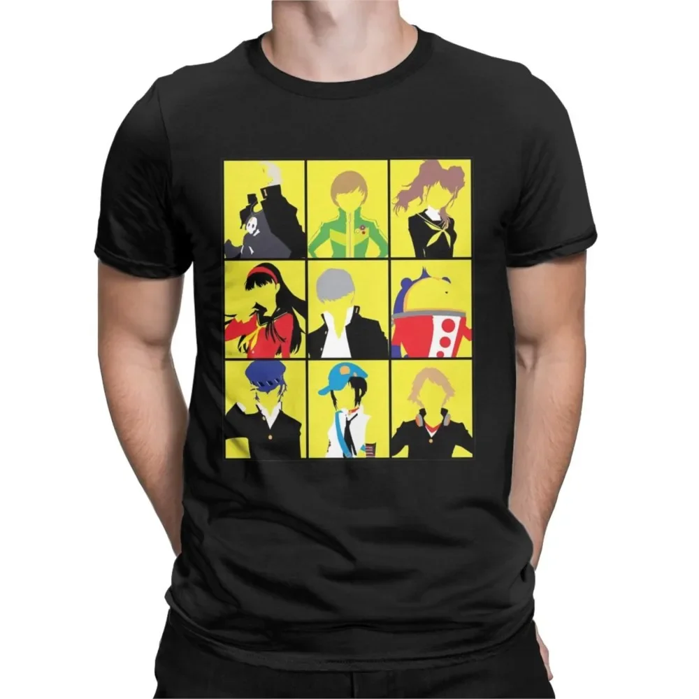 Men Persona 4 Investigation Team T Shirts Games Hot Japanese Anime Pure Cotton Short Sleeve Crewneck Tee Shirt New T-Shirts