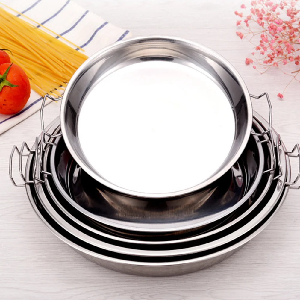 2 Pcs Stainless Steel Steaming Plate Multifunctional Cooking Tray for Fish Tamale Crab Veggies Compact Double Handle