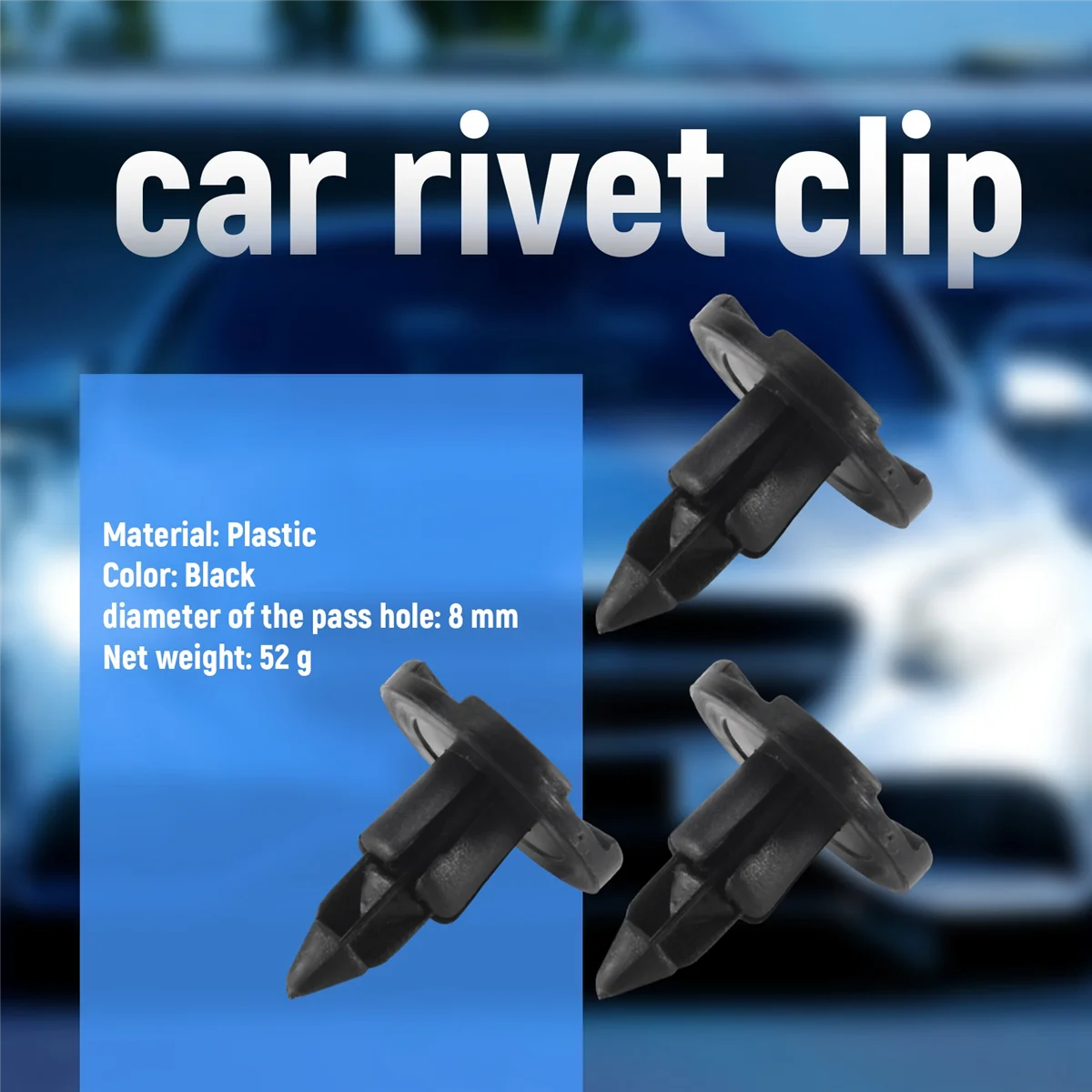 30 pezzi parti in plastica 8 mm foro nero paraurti rivetto clip chiusura G