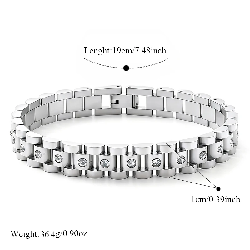 EILIECK 316L Edelstahl Metall Hip-Hop Chunky Armband für Damen, Neues Trendiges Handgelenk-Schmuckstück, Wasserdicht, Geschenk für Damen – Detail 19
