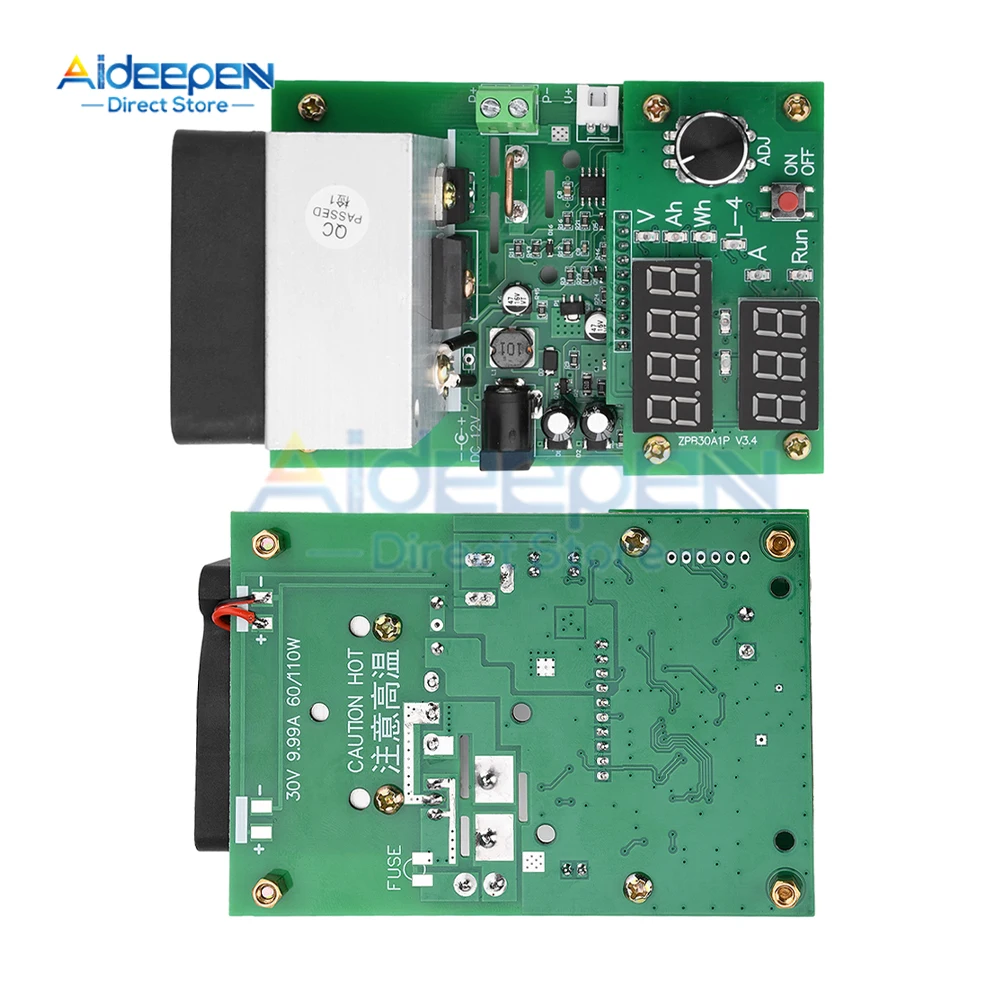 110W 60W 9.99A 30V Battery Capacity Tester DC Electronic Load Lithium Discharge Monitor Power Supply Discharge Capacity Checker