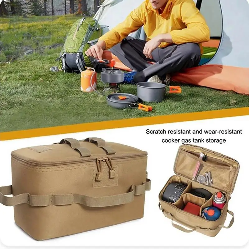 

Foldable Camping Bag Pot Carry Bag Water Resistant Folding Outdoor Camping Storage Stove Canister Pot Cookware Utensils